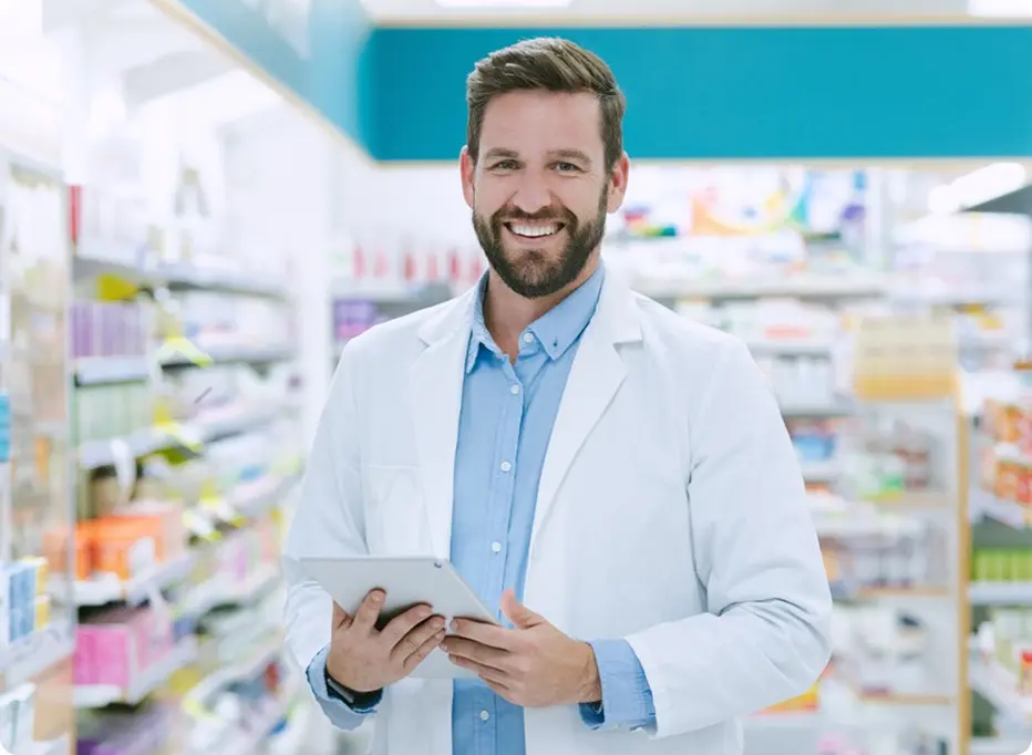 Pharmacist smiling