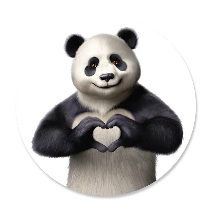 Anda panda showing heart hands