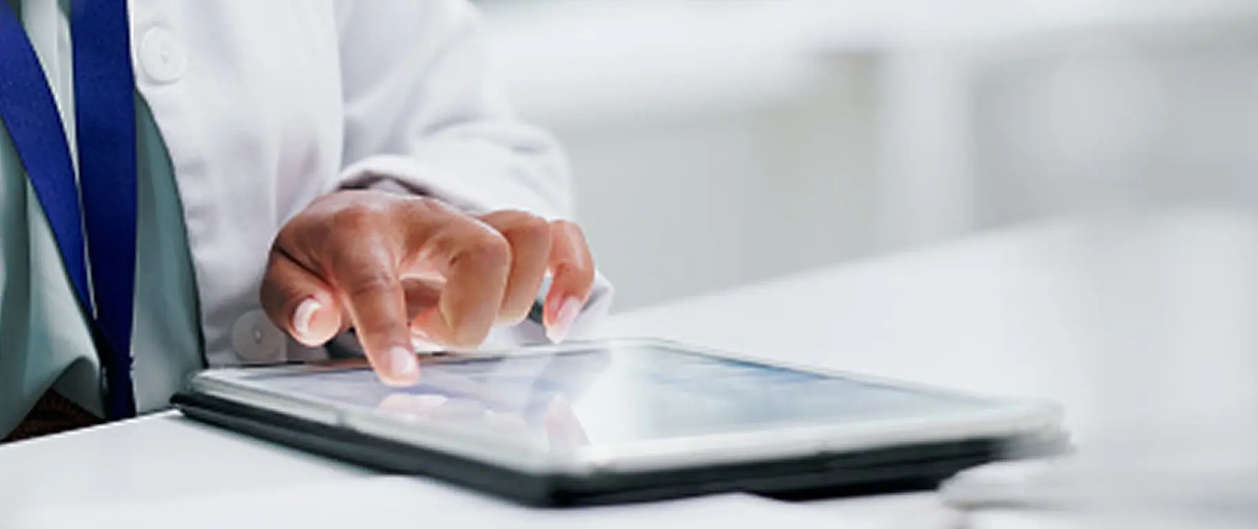 Pharmacist using tablet