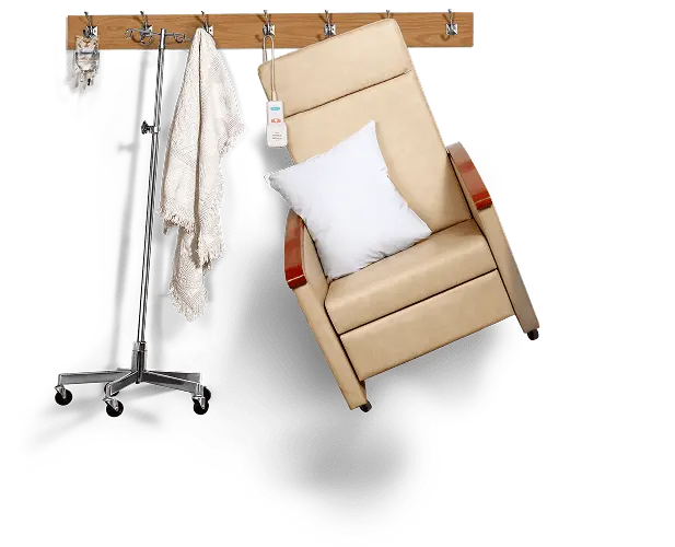 chair with IV on coat hook