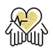 Icon of hands cupping a heart with ECG line
