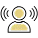 Icon of a person with curved signal lines on both sides of the head