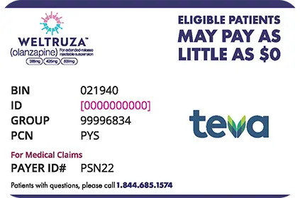Sample insurance card. Contains Payer ID and other insurance information conveying that eligible patients may pay as little as $0